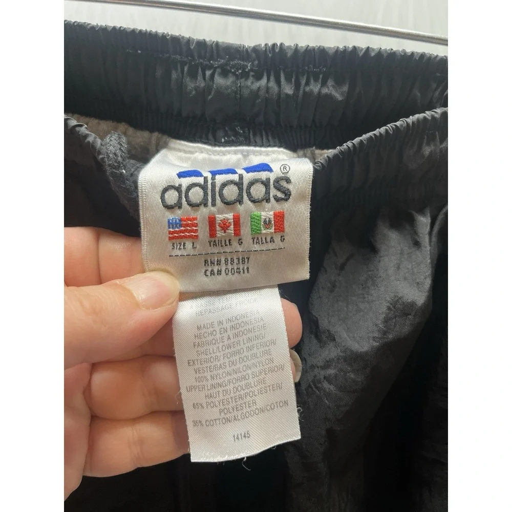 Adidas Vintage Windbreaker Track Pants Mens Large Black White Mesh Y2K Joggers‎